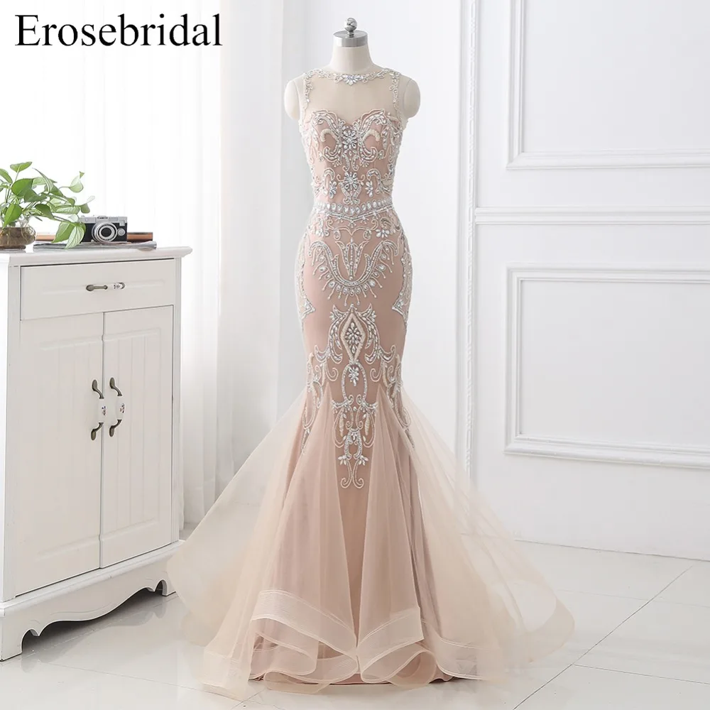 Erosebridal Luxe Avondjurk Lange 2019 Pink Mermaid Avondjurk Party Sheer Hals Lange Froaml Vrouwen Jurk Met Trein Rits Erosebridal Luxe Avondjurk Lange 2019 Pink Mermaid Avondjurk Party Sheer Hals Lange Froaml Vrouwen Jurk Met Trein Rits