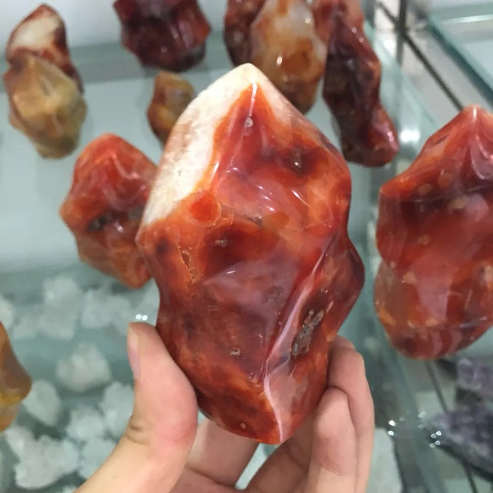 

1pcs hot sale 100% natural red agate crystal torch reiki healing Madagascar red agate gemstone wholesale home decoration