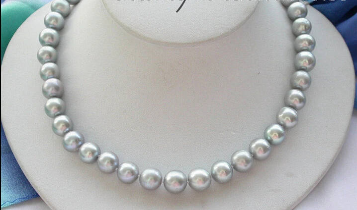 

fast z4249 Stunning 17" 12mm ROUND GRAY FRESHWATER PEARL NECKLACE AAA