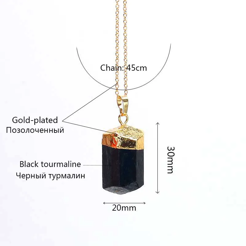 Черный турмалиновый кулон нерегулярное необработанное Исцеление Кристалл ожерелье Черный Камень Кулон druzy ювелирные изделия натуральный чакра камень кулон