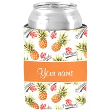Красочные ананас и гибискус пользовательское имя может охладитель напитков изолятор свадебный подарок сувениры неопрена может охладитель пива Держатели