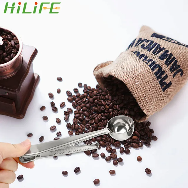 Special Price HILIFE Stainless Steel Coffee With Bag Sealing Clip Multifunctional Kitchen Tools Measuring Scoop Tea Measuring Spoon