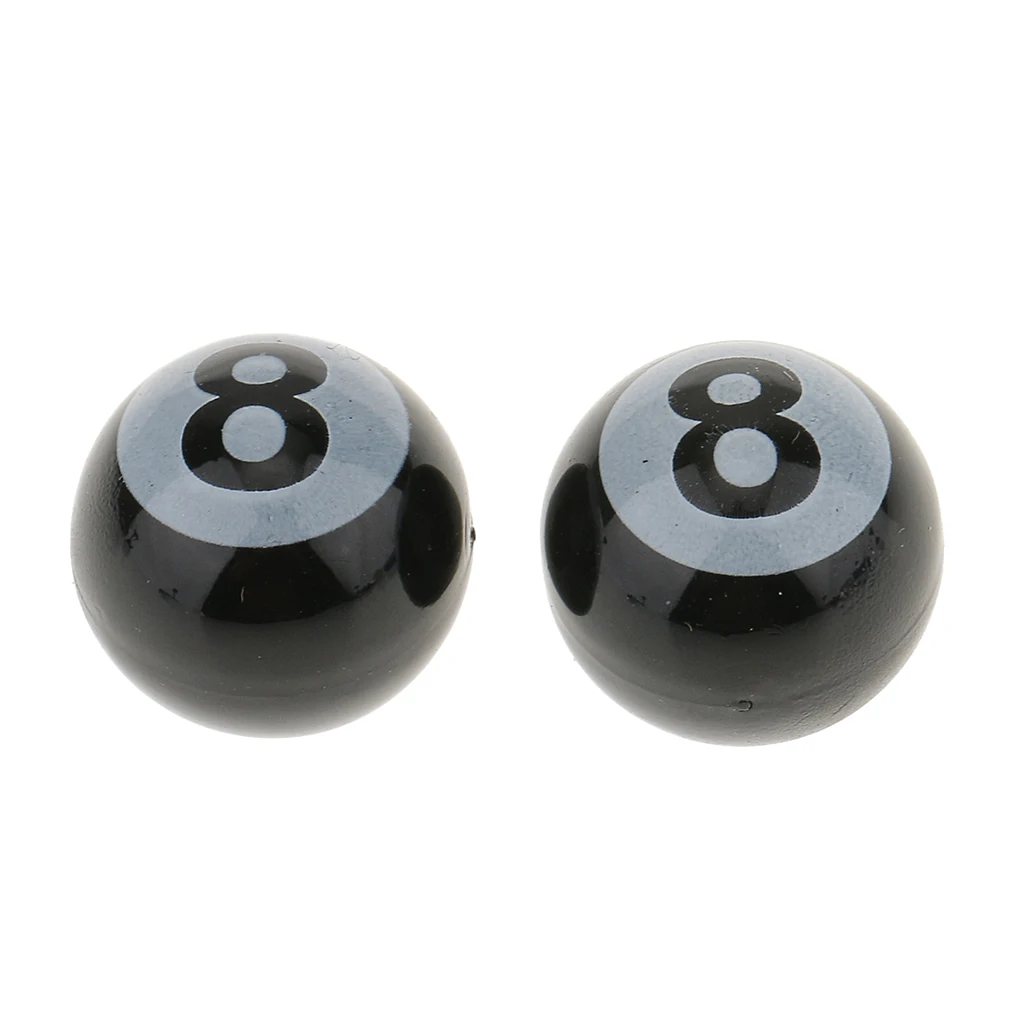 Pack-2 Black POOL 8 BALL Car Wheel Tyre Air Valve Dust Caps Wheel Rim
