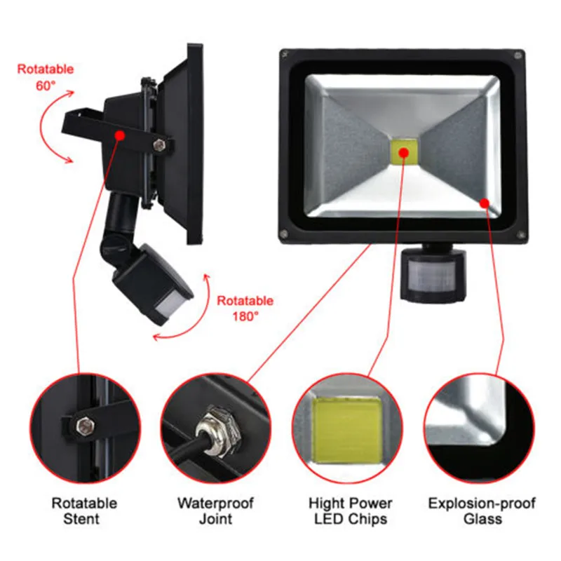 10 50W LED Outdoor Motion Sensor Flood Light Garage Driveway Security