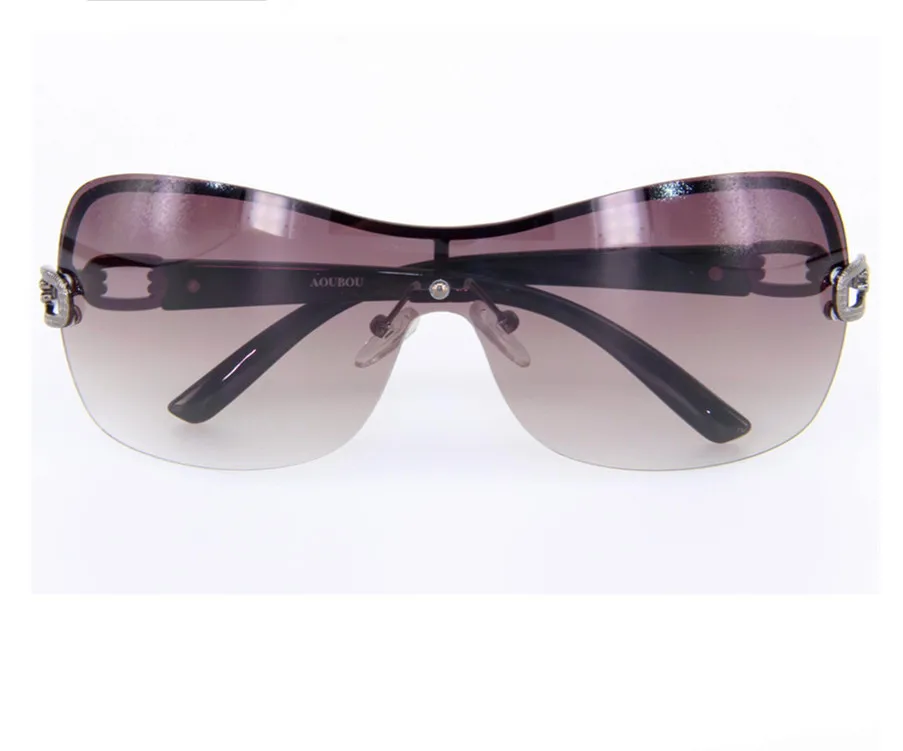 Градиентные солнцезащитные очки без оправы Для женщин платье от оригинального дизайнера на градиентные старинные очки вогнуто UV400 с тканью