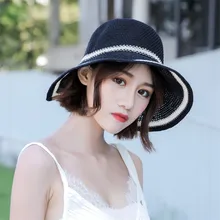 Пляжные кепки Для женщин летние хлопковые пляж шляпа можно сложить козырек солнцезащитной кепки Рыбацкая шляпа#2p24