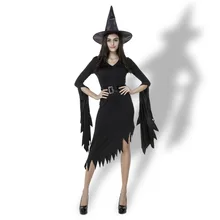 Umorden черное платье ведьмы с неровными кисточками женский костюм колдуньи для костюмированной вечеринки взрослый необычный костюм для вечеринки на Хэллоуин
