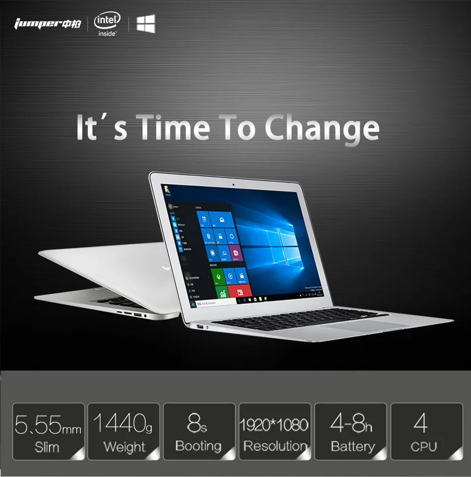 14.1 дюймов ноутбука джемпер ezbook 2 Оконные рамы 10 Ultrabook 1080 P ноутбук ultra slim Intel вишня Taril z8350 4 ГБ 64 ГБ EMMC