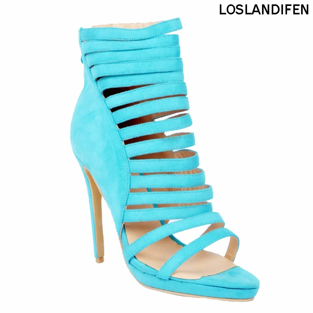 

Womens Fashion Handcrafted 12cm High Heel Hollow Style Zipper Party Evening Sandals Shoes XD18501
