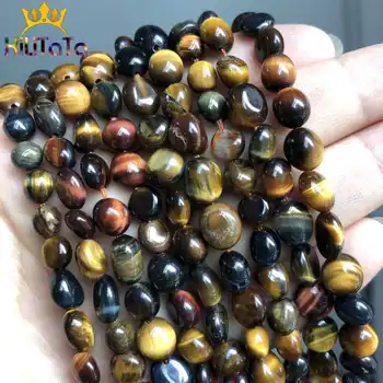 

6-8mm Natural Irregular Tiger Eye Beads Colorful Loose Spacer Beads For DIY Jewelry Making Bracelets Necklace Pendants 15''