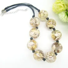 Новинка, женское короткое ожерелье из прозрачных круглых бусин с натуральными ракушками