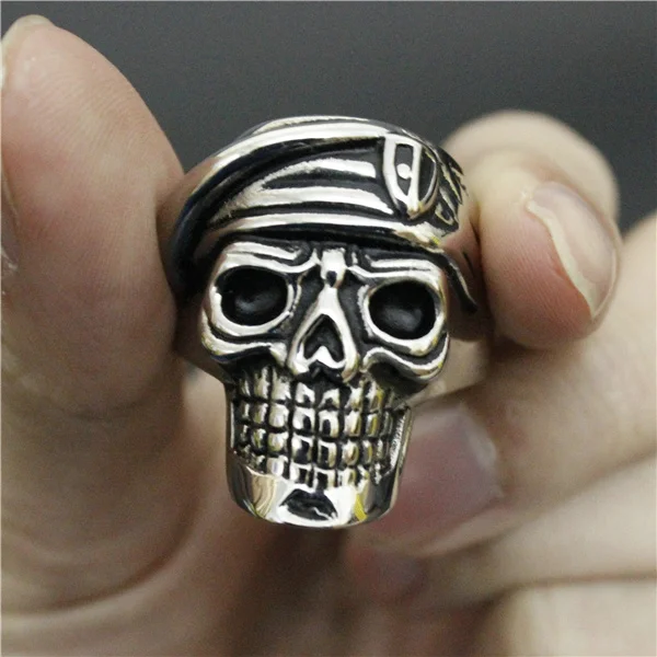 

Size 8-14 Newest Soldier Ring 316L Stainless Steel Fast Shipment Man Popular Skull Ring