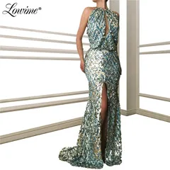 Picture color Hot Sexy Halter Sequined Prom Dresses Mermaid Evening Dress Custom Made Long Party Gown Celebrity Red Carpet Dresses - Цвет: Picture color