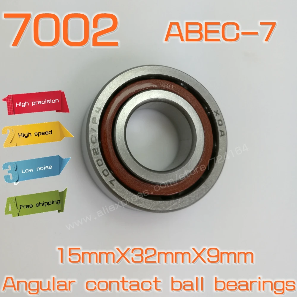 15 мм диаметр Радиально-упорные шарикоподшипники 7002 C/P4 15 мм X 32 мм X 9 мм, угол контакта 15, ABEC-7 для станка оси шпинделя 7002