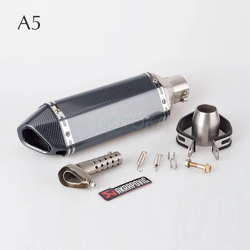 Left/Right Universal Motorcycle Akrapovic Exhaust Pipe Scooter Dirt Pit Bike Motocross KTM 51mm Escape Stainless Steel Slip-on