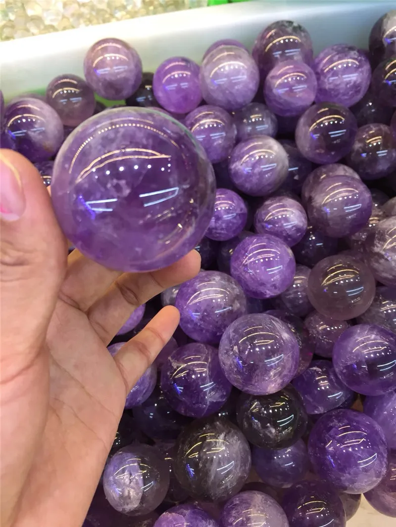 

energy stone 100% Natural amethyst Quartz crystal sphere mineral reiki healing purple amethyst gemstone crystal ball as gift