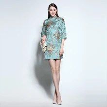 Fashion vintage gentlewomen elegant chinese style formal dress peony print sexy placketing of improved cheongsam one-piece dress Fashion vintage gentlewomen elegant chinese style formal dress peony print sexy placketing of improved cheongsam one-piece dress