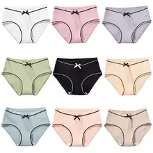Minimalist Women Girl Sweet Candy Color Underwear Thread Ribbed Cotton Panties Thong Striped Trim Mini Bowknot Mid Waist Briefs Minimalist Women Girl Sweet Candy Color Underwear Thread Ribbed Cotton Panties Thong Striped Trim Mini Bowknot Mid Waist Briefs