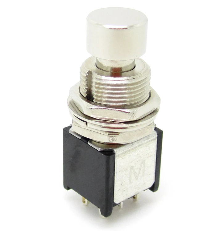 

12MM ON-ON Self-locking PBS-24-202S latching DPDT Solder terminals 6Pins push button switch