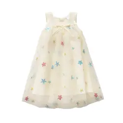 Rlyaeiz Высокое качество Детские платья для девочек Лето 2019 г. Модные сетчатые платья для девочек От 2 до 7 лет блестками Звезда бальное платье