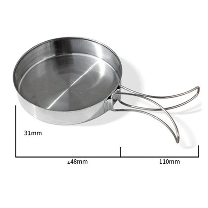 New 8Pcs Outdoor Picnic Pot Pan Kit Stainless Steel Backpacking Cookware Plate Bowl Cup Pan Cover for Camp Hiking Cooking Set