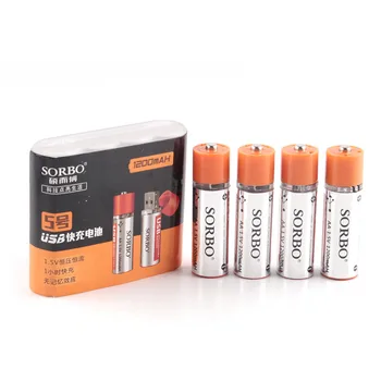 

4pcs Sorbo rechargeable battery 1200mah AA USB rechargeable batteries 1.5V Quick Charging Li-po Battery