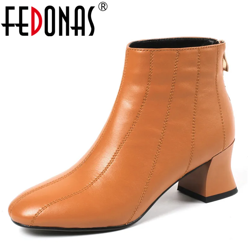 

FEDONAS Brand Ankle Boots Genuine Leather Autumn Winter Ladies Shoes Woman Zipper High Quality Basic Boots Laides New 2019 Shoes
