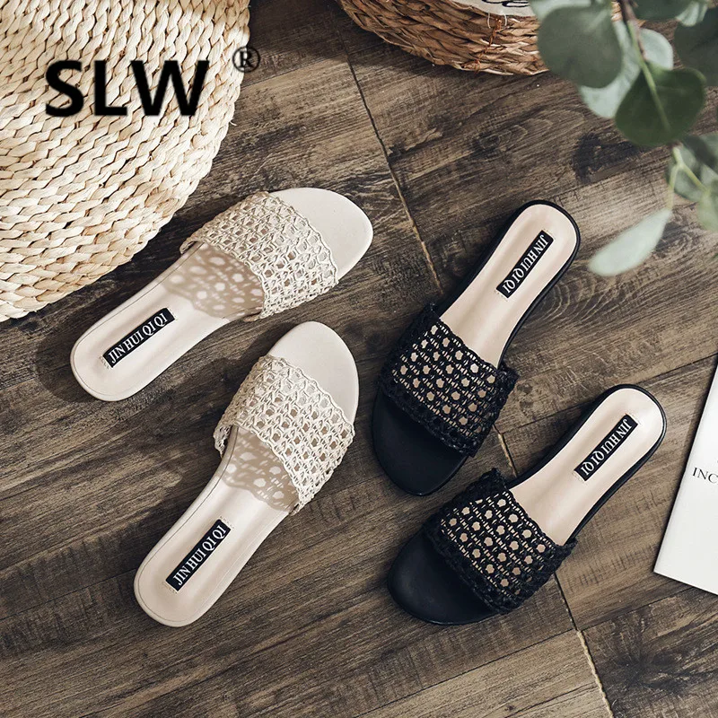 

spring summer Flat Fabric Thin Heels Med Sequined Cloth Bling Fashion Beach Slides beach flip flops women modis woman