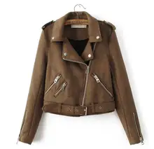 2017 Europe Fashion New Suede Jacket Lapel Zipper Locomotive Jacket Women Fashion Jacket
