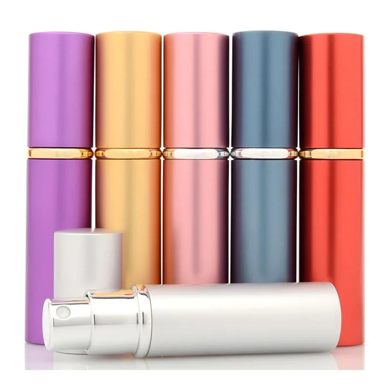 

5ML Mini Portable Aluminum Refillable Perfume Storage Bottles with Spray Empty Cosmetic Containers Atomizer for Travel Makeup