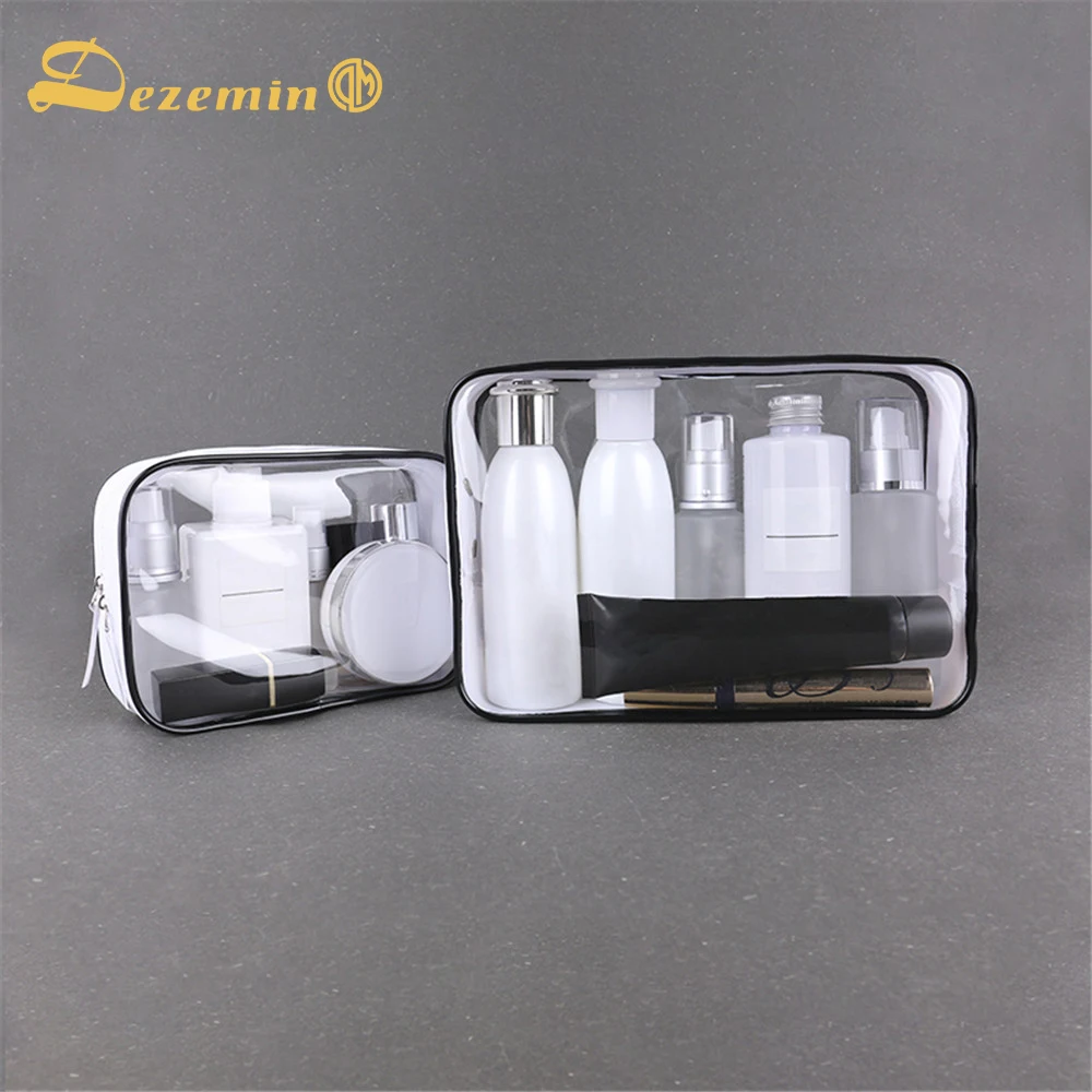DEZEMIN White Transparent Cosmetic Bag with Dual Zipper Makeup Pouch, 2 Sizes (6)