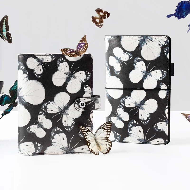 

Lovedoki Free shipping New dokibook 2019 A5 A6 notebook planner kawaii diary School stationery organizer black butterfly Vintage