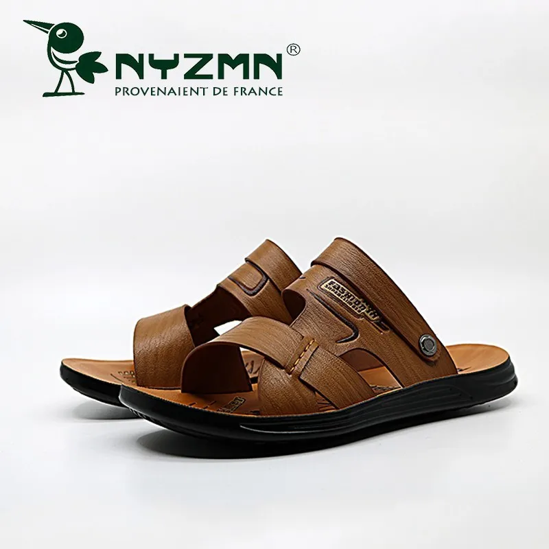 

Men Sandals Genuine Split Leather Men Breathable Beach Roman Sandals Brand Men Outdoors Shoes Flip Flops Men Slippers Sneakers