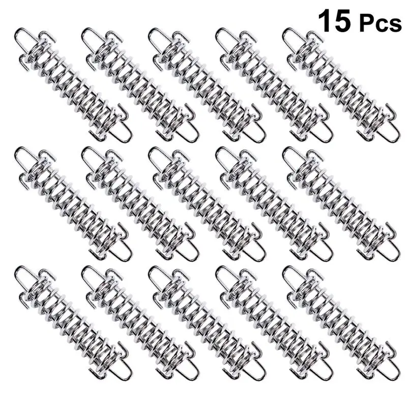 

15PCS Tent Wind Spring Stainless Steel Durable Easy to Use Steel Rope Buckle Wind Rope Buckle for Outdoor Tent Camping