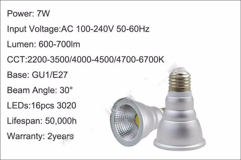 Затемнения светодиодный лампы Точечный светильник par38 par30 par20 85-265V 7 Вт, 12 Вт, 15 Вт, E27 par 20 30 38 Светодиодный светильник ing Точечный светильник вниз светильник CE UL