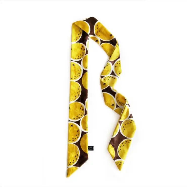 

Yellow Skinny Hair Scarf Women Kerchief Foulard Small Cute Headband Velvet Neck Wraps Female Bag Wrist Ribbons 90*5cm Wholesale