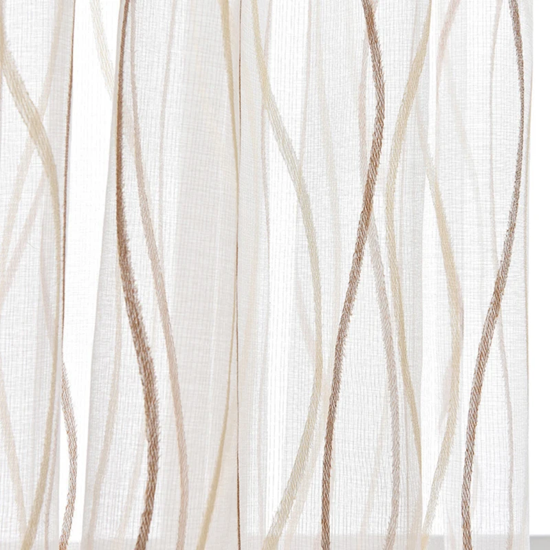 New Europe Style Fashion Design Printed Striped Curtain Tulle Fabrics for Bedroom Window
