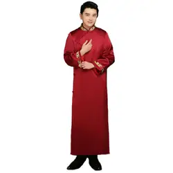 Лучший мужчина китайский длинное платье Свадебные Ципао Винтаж Oriental одежда для жениха длинное вечернее платье Для мужчин Размеры S M L XL XXL