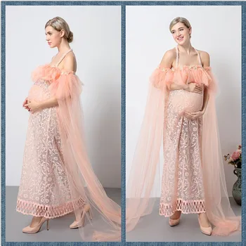 

Maternity Photography Props Maternity Dress Pregnancy Photography Dress Sexy Mesh Long Voile Hollow Lace Pregnant Dresses