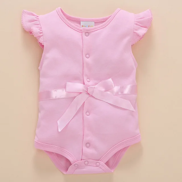 pink D55 Летнее платье для новорожденной, хлопок, короткий рукав, платье принцессы вечерние боди, Одежда для младенцев, маленьких детей, девочек комбинезоны крещение малыша наряды D53 - Цвет: pink D55