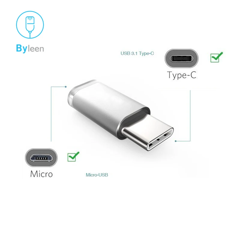 Зарядный адаптер Byleen с USB Type C на Micro для Samsung Galaxy S10 S9 S8 + NOTE 8 9 Honor 10 Ulefone power 5 3S T2