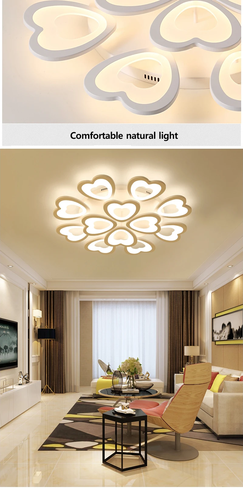 Современный минималистичный белый Железный в форме сердца светодиодный мерцающий потолочный светильник креативный скандинавский акриловый потолочный светильник для спальни светильник