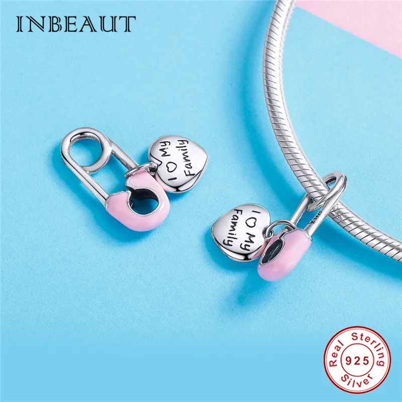 INBEAUT fit Pandora браслет 925 пробы серебро семья СЕСТРА сердце талисманы синяя эмаль астронавт бикини бусины ювелирные изделия