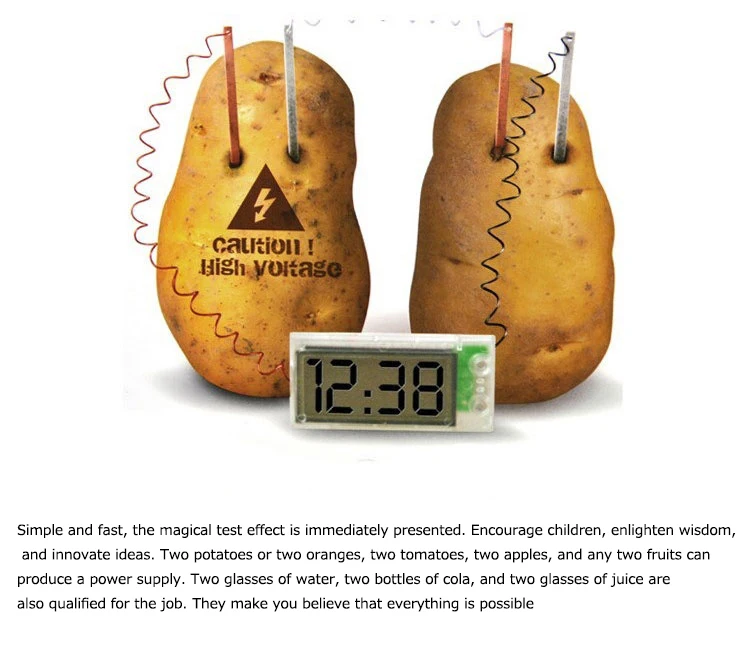Часы картофель, зеленый проект, набор для экспериментов, лаборатория, домашняя школьная игрушка, Электрогенератор, будильник, забавные развивающие часы