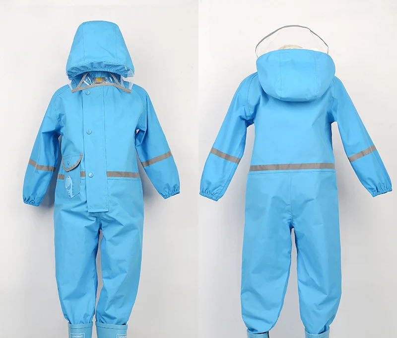 Детский дождевик на весну и лето для детей 2-7 лет, непромокаемый Детский костюм, дождевик, штаны для защиты от дождя, комплекты детской одежды - Цвет: blue