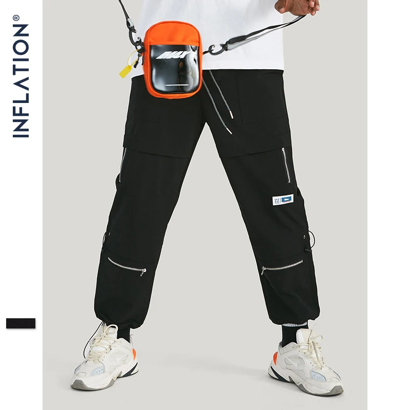 INFLATION 2020 AW New Arrival Windbreaker Pants Men Streetwear Black Men Jogger Pants Faker Zipper Drawstring Pants 93317W INFLATION 2020 AW New Arrival Windbreaker Pants Men Streetwear Black Men Jogger Pants Faker Zipper Drawstring Pants 93317W