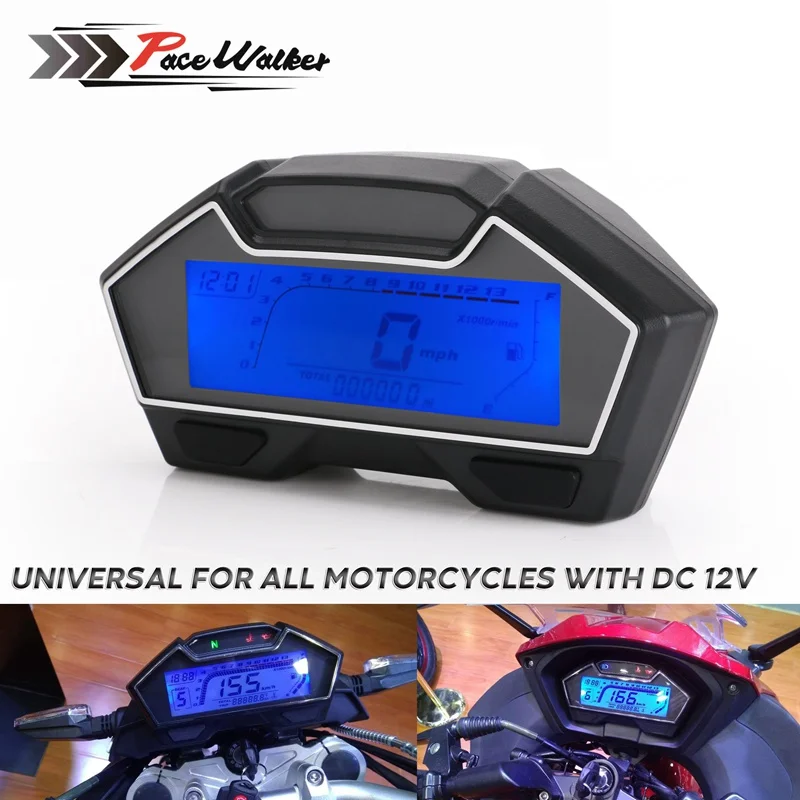 

Universal LCD Motorcycle Racing Street Bike Speedometer Odometer RPM Speed Fuel Gauge 199 Kph Mph DIY Speedometer