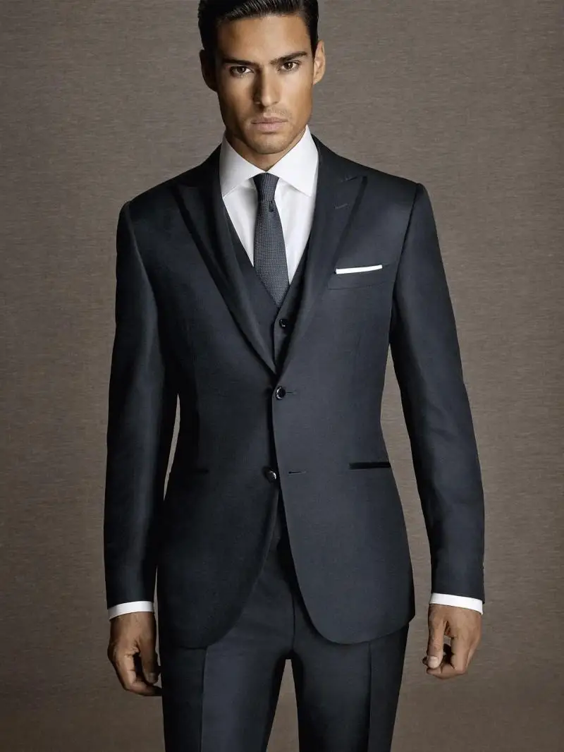 New Arrival Clic Navy Blue Mentuxedos 3 Pieces Wedding Suits For New Arrival Clic Navy Blue Mentuxedos 3 Pieces Wedding Suits For Men Peaked Lapel Groomsmen Slim Fit In From S Clothing