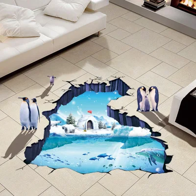 3d Wasserdicht Polar Gletscher Boden Aufkleber Badezimmer Dekoration Wandaufkleber Pinguin Wandtattoos Dekor Decke Aufkleber Poster Decorative Ceiling Penguin Wall Decalsstickers Bathroom Aliexpress