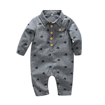 Carters For Bebek/Одежда для маленьких мальчиков цельный комбинезон, одежда хлопковый длинный комбинезон для маленьких мальчиков, принт слон, размер 70 80 9 - Цвет: grey